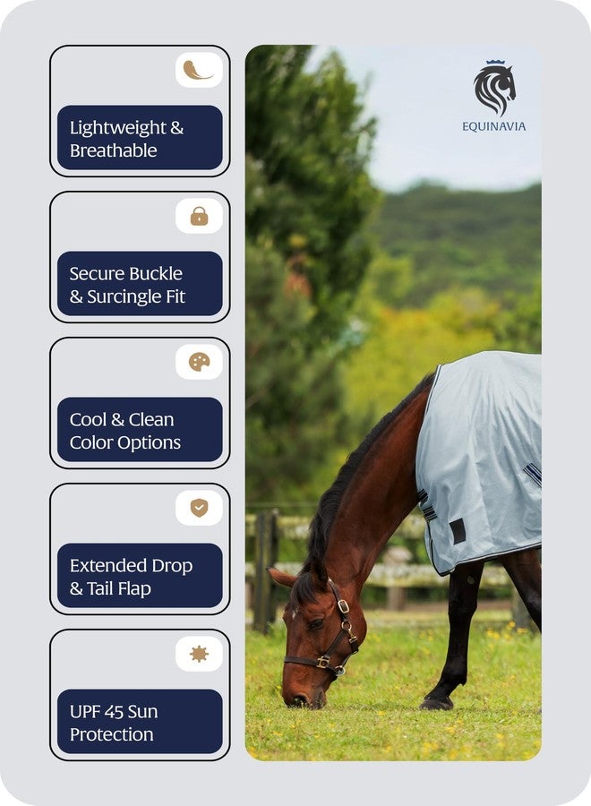 Equinavia Gard Horse Fly Sheet | UV Protection Mesh Fly Sheet for Horses | Lightweight Nylon Turnout Sheet Fly Sheets for Horses - Light Blue - 78 in - Image 5